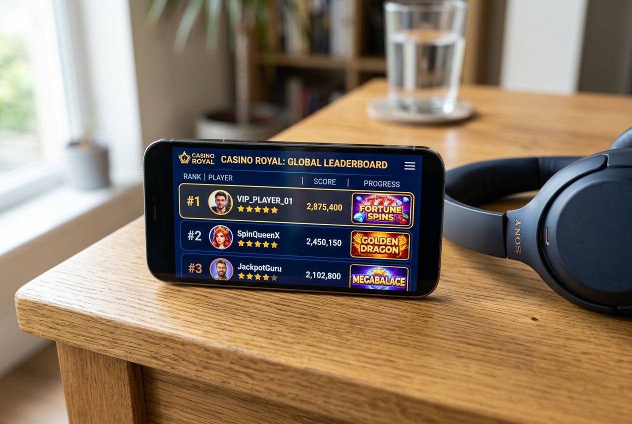 A smartphone displaying a list of top-rated mobile casino games.